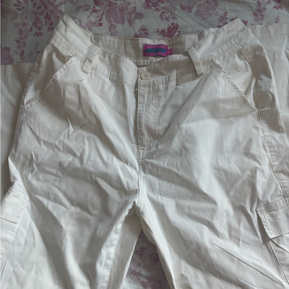 Edikted white cargo pants